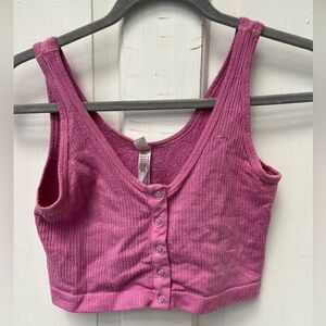FREE PEOPLE MOVEMENT pink snap front bra top